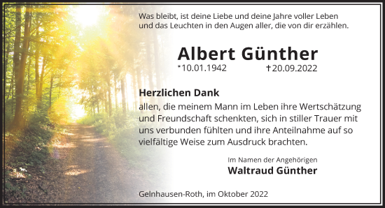 Traueranzeige von Albert Günther von Mittelhessen-Bote