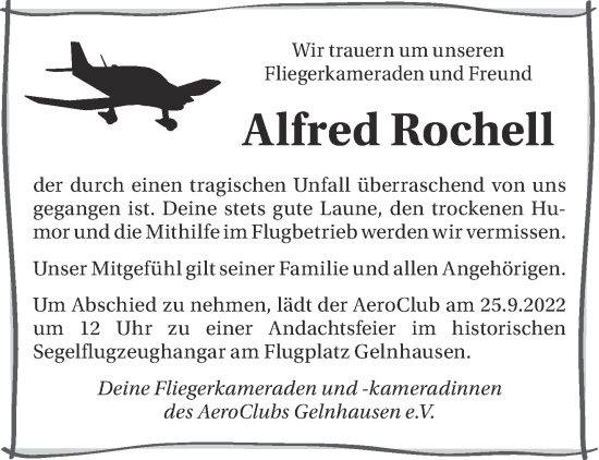 Traueranzeige von Alfred Rochell von Gelnhäuser Neue Zeitung