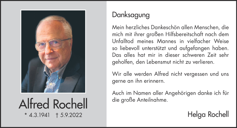  Traueranzeige für Alfred Rochell vom 08.10.2022 aus Gelnhäuser Neue Zeitung