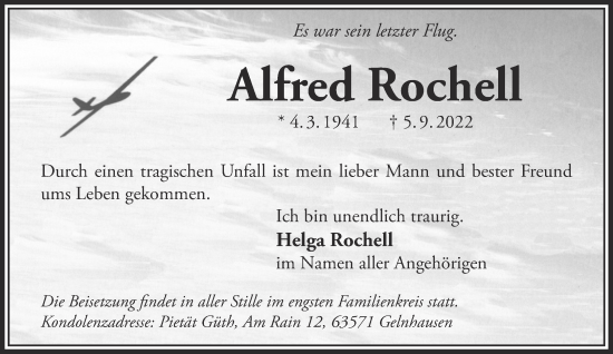 Traueranzeige von Alfred Rochell von Gelnhäuser Neue Zeitung