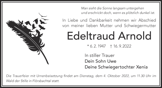Traueranzeige von Edeltraud Arnold von Gelnhäuser Neue Zeitung