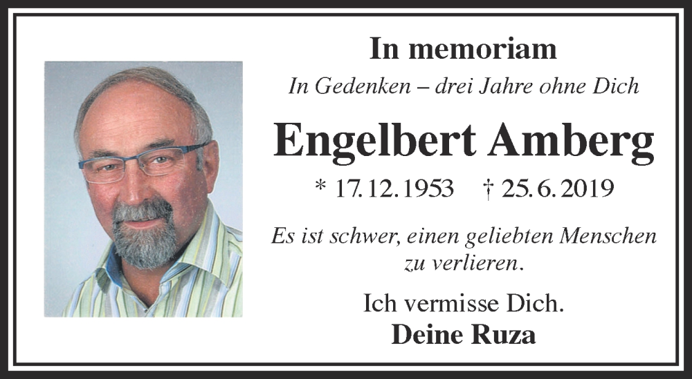  Traueranzeige für Engelbert Amberg vom 25.06.2022 aus Gelnhäuser Neue Zeitung