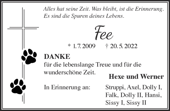 Traueranzeige von Fee  von Gelnhäuser Neue Zeitung