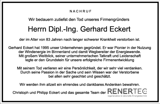Traueranzeige von Gerhard Eckert von Gelnhäuser Neue Zeitung