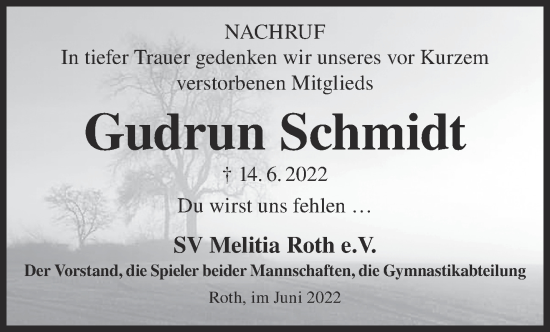 Traueranzeige von Gudrun Schmidt von Gelnhäuser Neue Zeitung