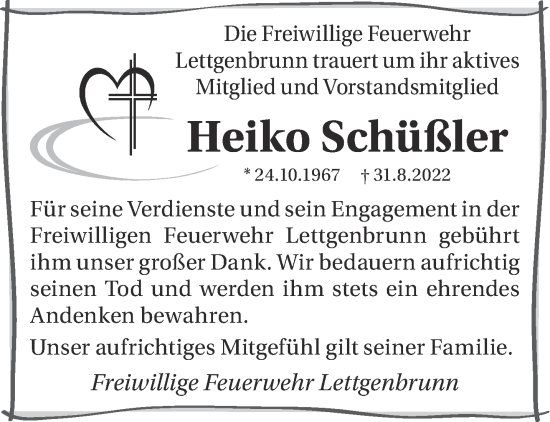 Traueranzeige von Heiko Schüßler von Gelnhäuser Neue Zeitung