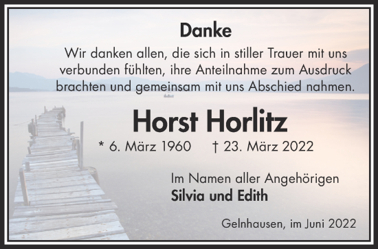 Traueranzeige von Horst Horlitz von Gelnhäuser Neue Zeitung