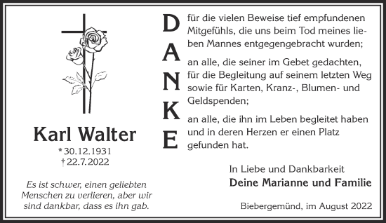 Traueranzeige von Karl Walter von Gelnhäuser Neue Zeitung