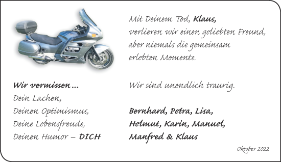 Traueranzeige von Klaus  von Mittelhessen-Bote