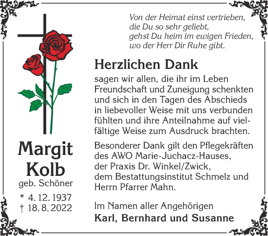 Traueranzeige von Margit Kolb von Gelnhäuser Neue Zeitung