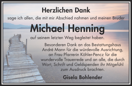 Traueranzeige von Michael Henning von Mittelhessen-Bote