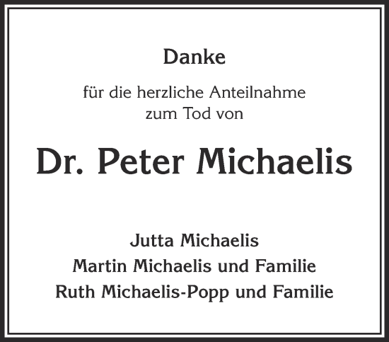 Traueranzeige von Peter Michaelis von Gelnhäuser Neue Zeitung