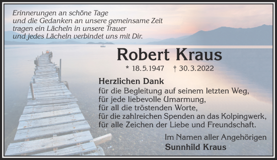 Traueranzeige von Robert Kraus von Gelnhäuser Neue Zeitung
