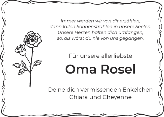 Traueranzeige von Rosel  von Mittelhessen-Bote