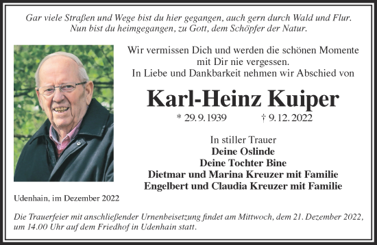 Traueranzeige von Karl-Heinz Kuiper von Gelnhäuser Neue Zeitung