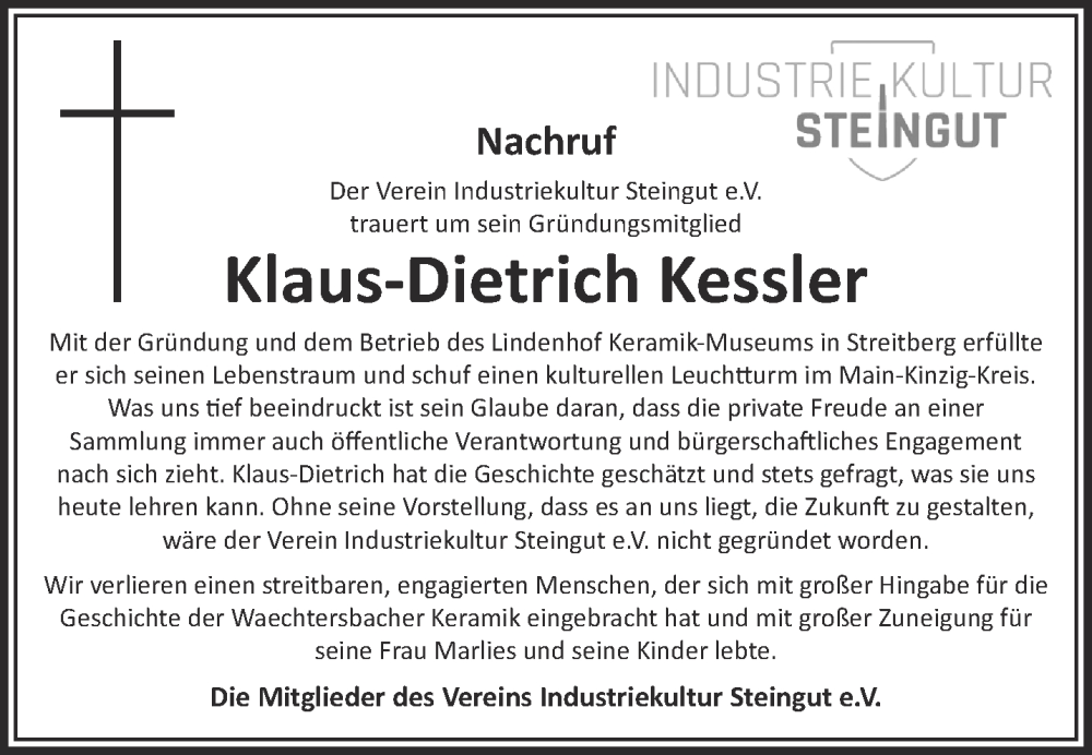  Traueranzeige für Klaus-Dietrich Kessler vom 24.12.2022 aus Gelnhäuser Neue Zeitung
