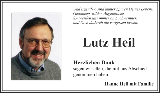 Traueranzeige von Lutz Heil von Mittelhessen-Bote