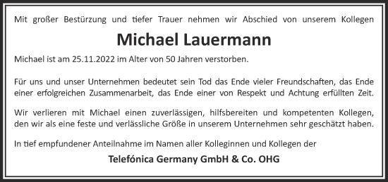 Traueranzeige von Michael Lauermann von Gelnhäuser Neue Zeitung