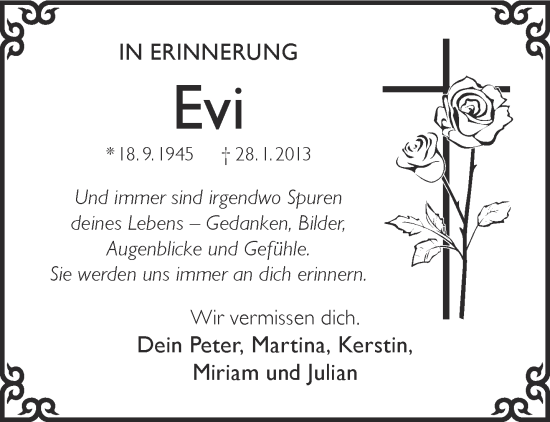 Traueranzeige von Evi  von Gelnhäuser Neue Zeitung