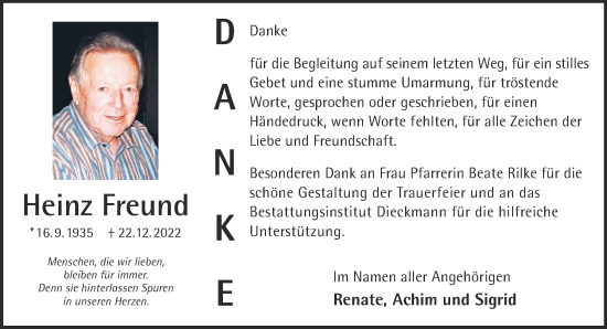 Traueranzeige von Heinz Freund von Gelnhäuser Neue Zeitung