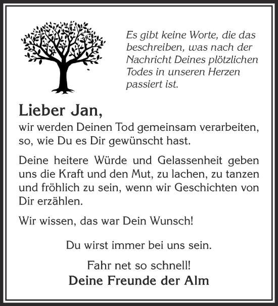 Traueranzeige von Jan  von Mittelhessen-Bote