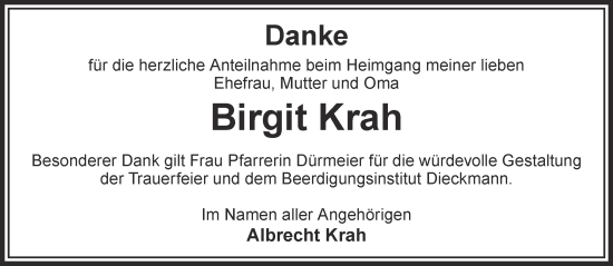 Traueranzeige von Birgit Krah von Gelnhäuser Neue Zeitung