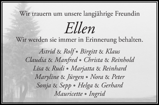 Traueranzeige von Ellen  von Gelnhäuser Neue Zeitung