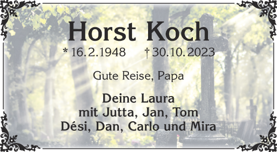 Traueranzeige von Horst Koch von Gelnhäuser Neue Zeitung