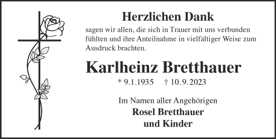 Traueranzeige von Karlheinz Bretthauer von Mittelhessen-Bote