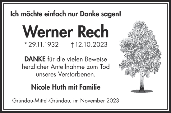 Traueranzeige von Werner Rech von Gelnhäuser Neue Zeitung