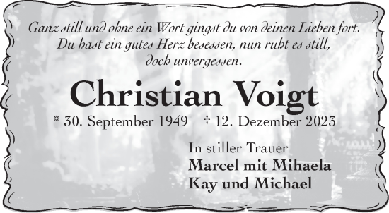 Traueranzeige von Christian Voigt von Gelnhäuser Neue Zeitung