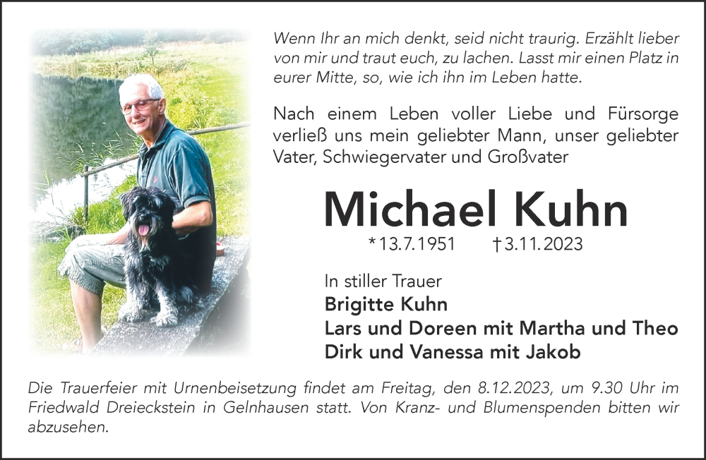  Traueranzeige für Michael Kuhn vom 02.12.2023 aus Gelnhäuser Neue Zeitung