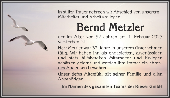 Traueranzeige von Bernd Metzler von Gelnhäuser Neue Zeitung
