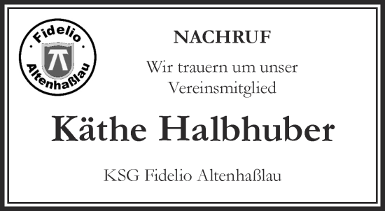 Traueranzeige von Käthe Halbhuber von Gelnhäuser Neue Zeitung