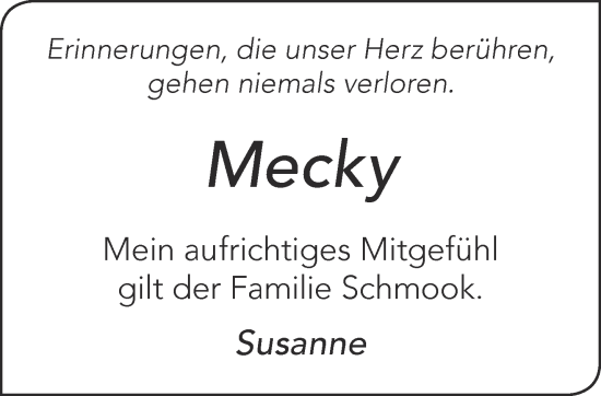 Traueranzeige von Mecky  von Mittelhessen-Bote