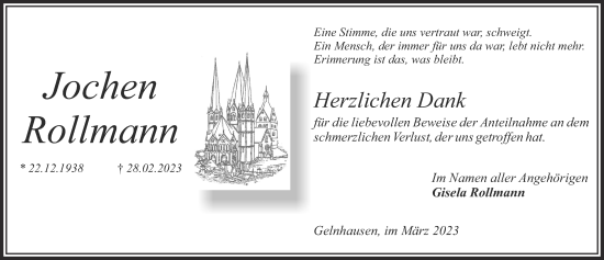Traueranzeige von Jochen Rollmann von Gelnhäuser Neue Zeitung