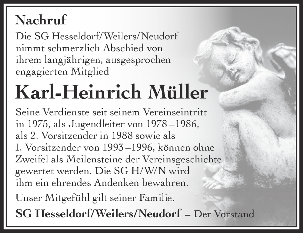  Traueranzeige für Karl-Heinrich Müller vom 18.03.2023 aus Mittelhessen-Bote