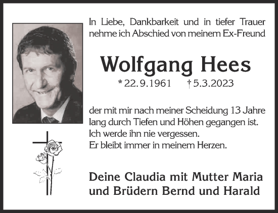 Traueranzeige von Wolfgang Hees von Gelnhäuser Neue Zeitung