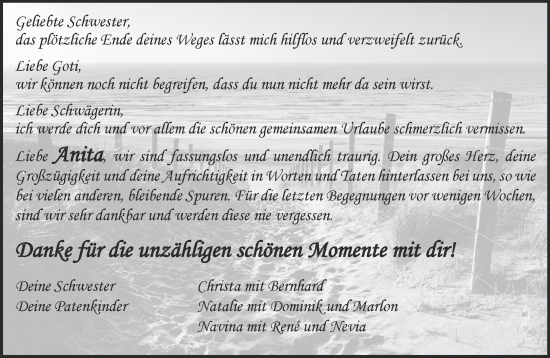 Traueranzeige von Anita  von Gelnhäuser Neue Zeitung