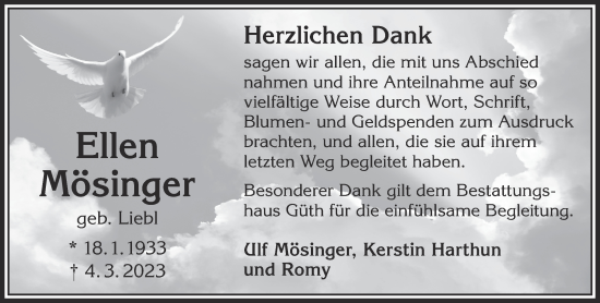 Traueranzeige von Elianore Mösinger von Mittelhessen-Bote