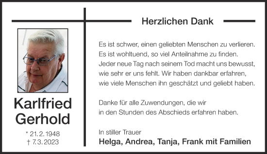 Traueranzeige von Karlfried Gerhold von Gelnhäuser Neue Zeitung