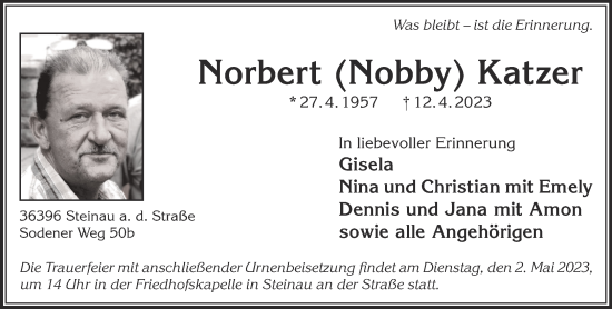 Traueranzeige von Norbert Katzer von Gelnhäuser Neue Zeitung