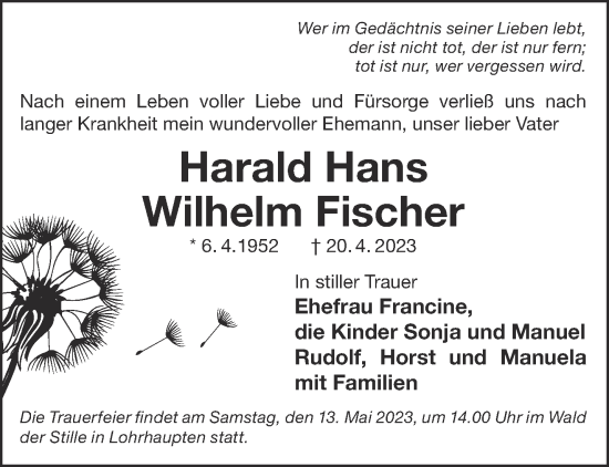Traueranzeige von Harald Fischer von Gelnhäuser Neue Zeitung