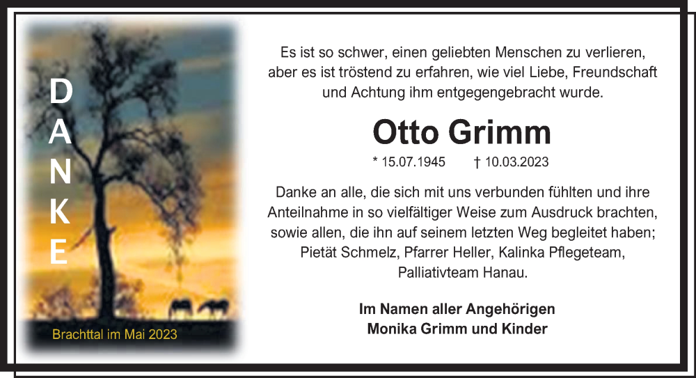 Traueranzeige für Otto Grimm vom 06.05.2023 aus Gelnhäuser Neue Zeitung