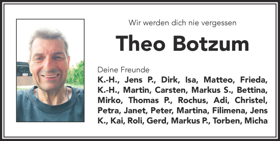 Traueranzeige von Theo Botzum von Mittelhessen-Bote