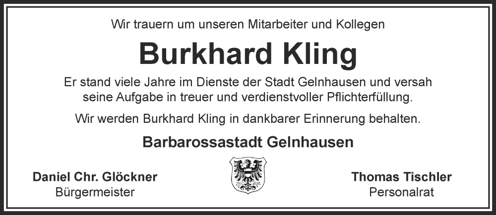  Traueranzeige für Burkhard Kling vom 17.06.2023 aus Mittelhessen-Bote