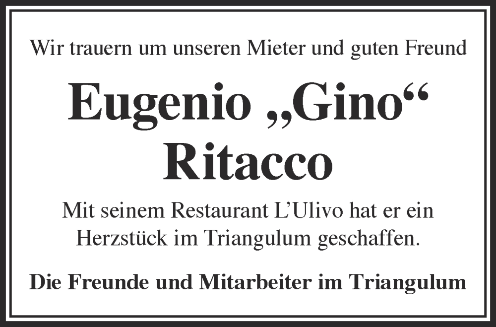  Traueranzeige für Eugenio Ritacco vom 24.06.2023 aus Mittelhessen-Bote