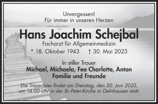Traueranzeige von Hans Joachim Schejbal von Gelnhäuser Neue Zeitung