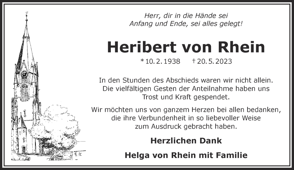  Traueranzeige für Heribert von Rhein vom 17.06.2023 aus Gelnhäuser Neue Zeitung