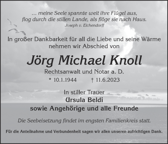 Traueranzeige von Jörg Michael Knoll von Gelnhäuser Neue Zeitung